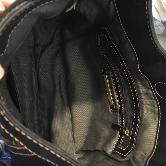 Elliott Lucca black leather hobo with gold hardware soft woven detail purse - Picture 9 of 10